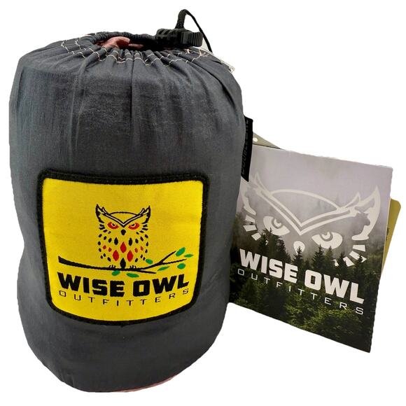Wise Owl Outfitters Double Owl Camping Hammock Gray & Pink 500lb Cap NWT - Picture 1 of 7